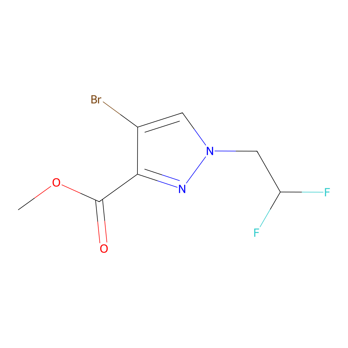 methyl 4-bromo-1-(2,2-difluoroethyl)-1H-pyrazole-3-carboxylate molecular structure, CAS 1429419-32-8
