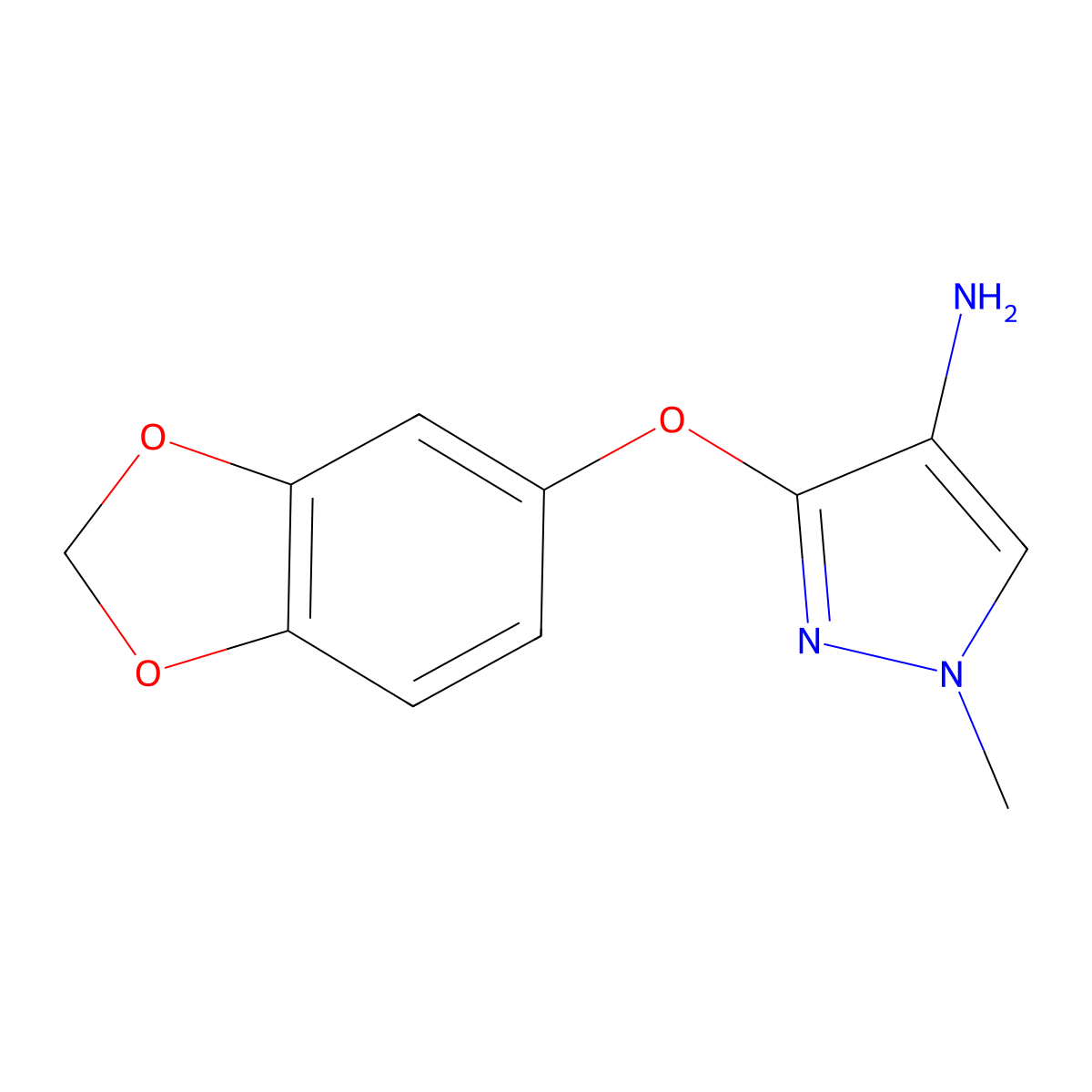 3-(1,3-benzodioxol-5-yloxy)-1-methyl-1H-pyrazol-4-amine molecular structure, CAS 1429419-33-9