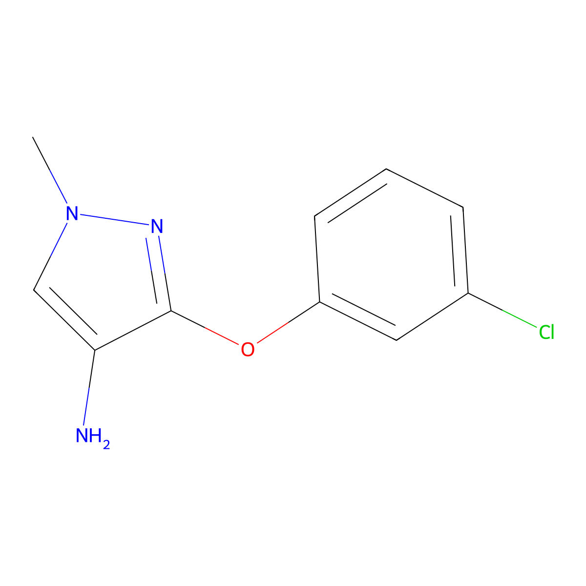 3-(3-Chlorophenoxy)-1-methyl-1H-pyrazol-4-amine molecular structure, CAS 1429419-35-1