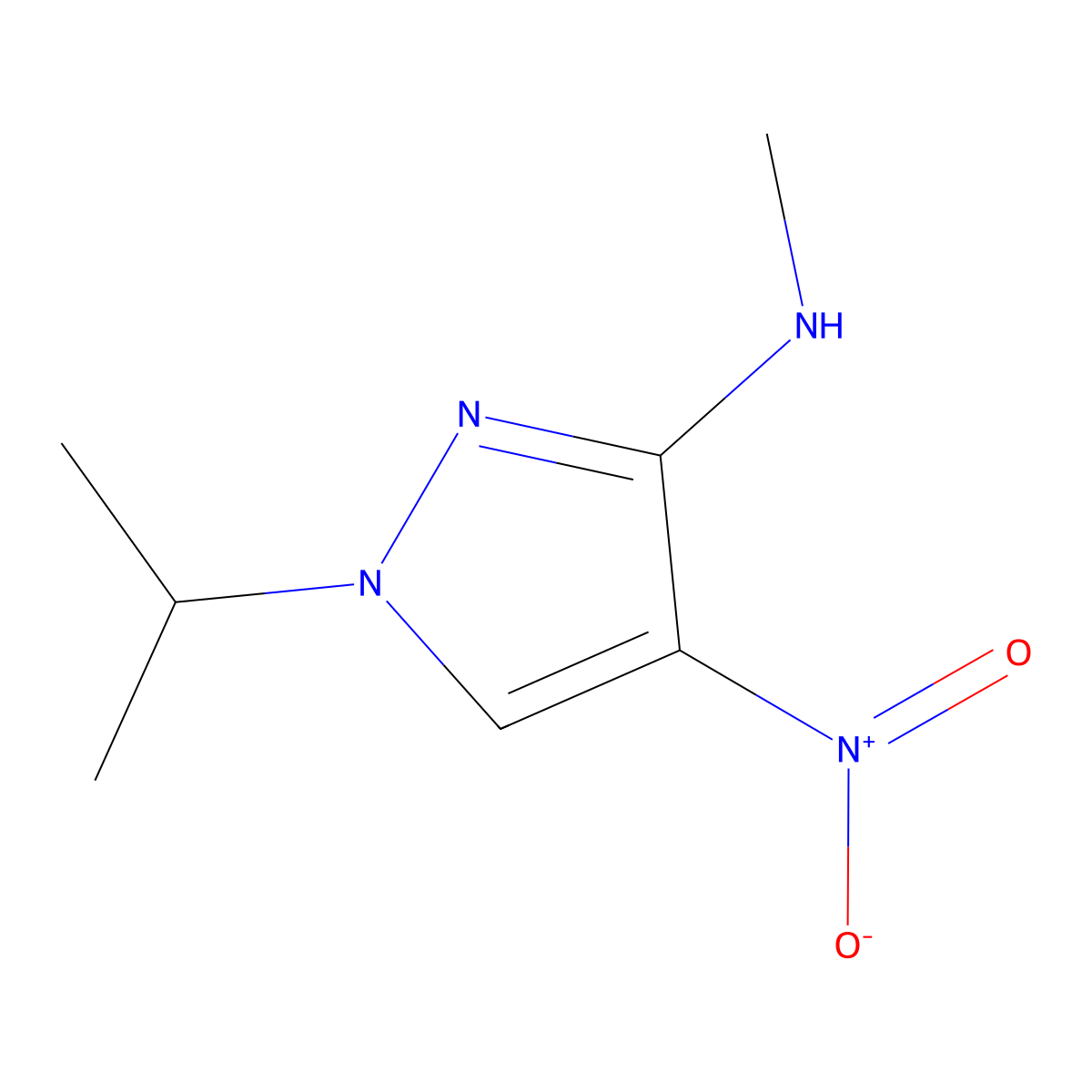 N-methyl-4-nitro-1-(propan-2-yl)-1H-pyrazol-3-amine molecular structure, CAS 1429419-36-2