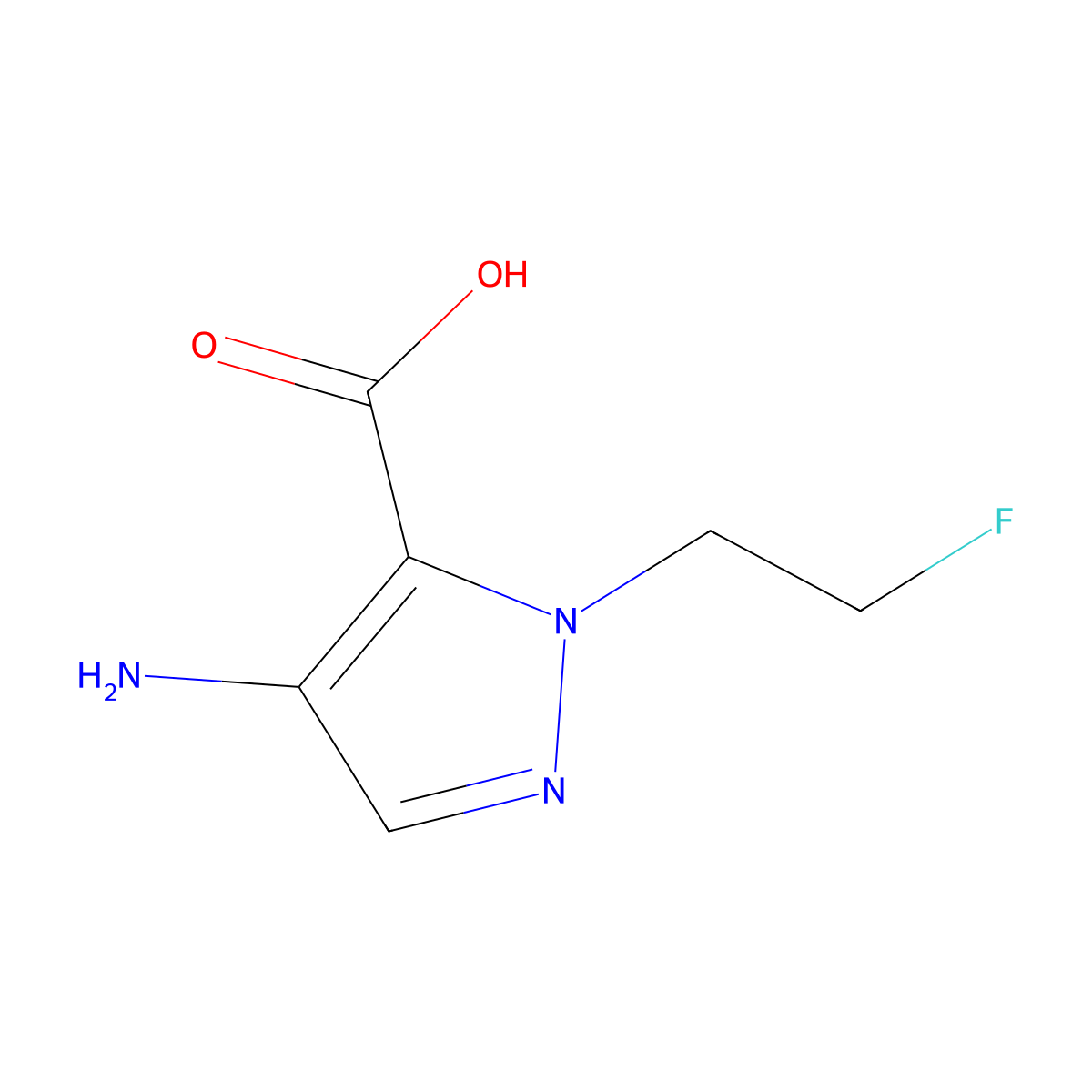 4-amino-1-(2-fluoroethyl)-1H-pyrazole-5-carboxylic acid molecular structure, CAS 1429419-54-4