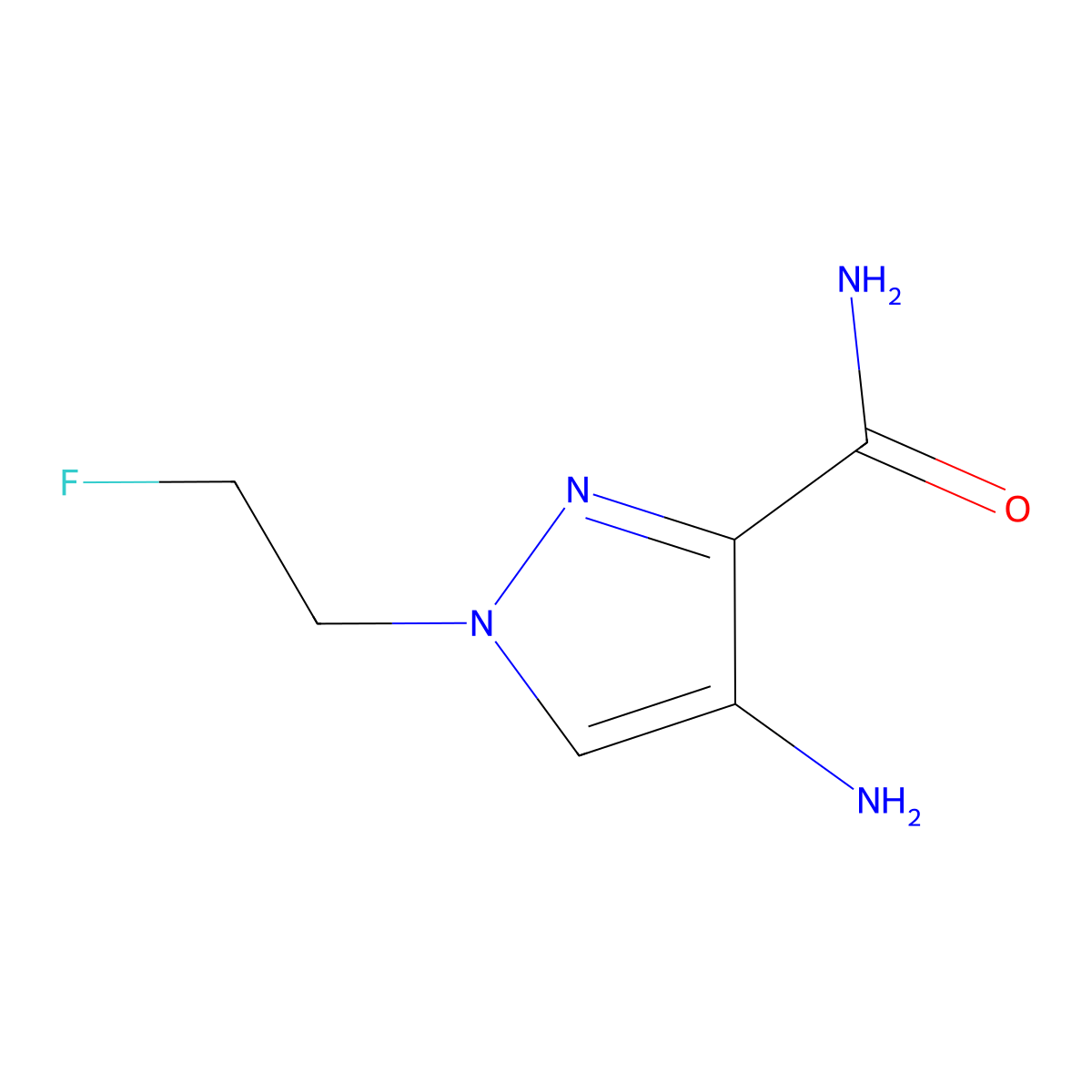 4-Amino-1-(2-fluoroethyl)-1H-pyrazole-3-carboxamide molecular structure, CAS 1429419-56-6