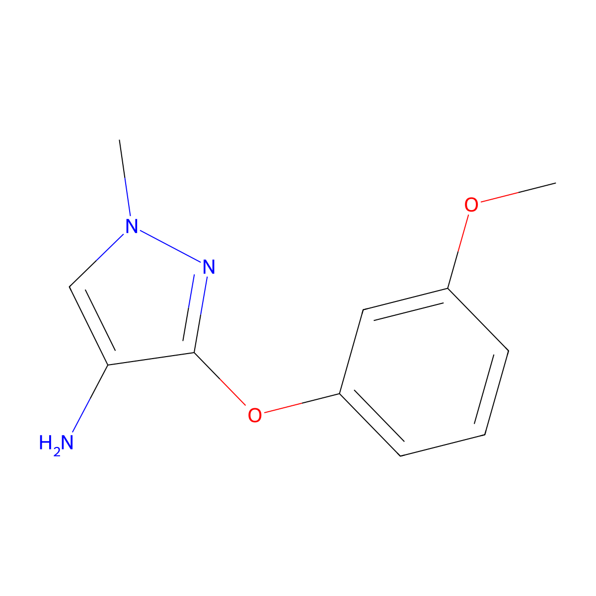 3-(3-Methoxyphenoxy)-1-methyl-1H-pyrazol-4-amine molecular structure, CAS 1429419-64-6