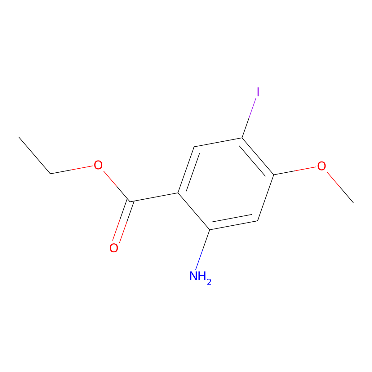 Ethyl 2-amino-5-iodo-4-methoxybenzoate molecular structure, CAS 1429420-39-2