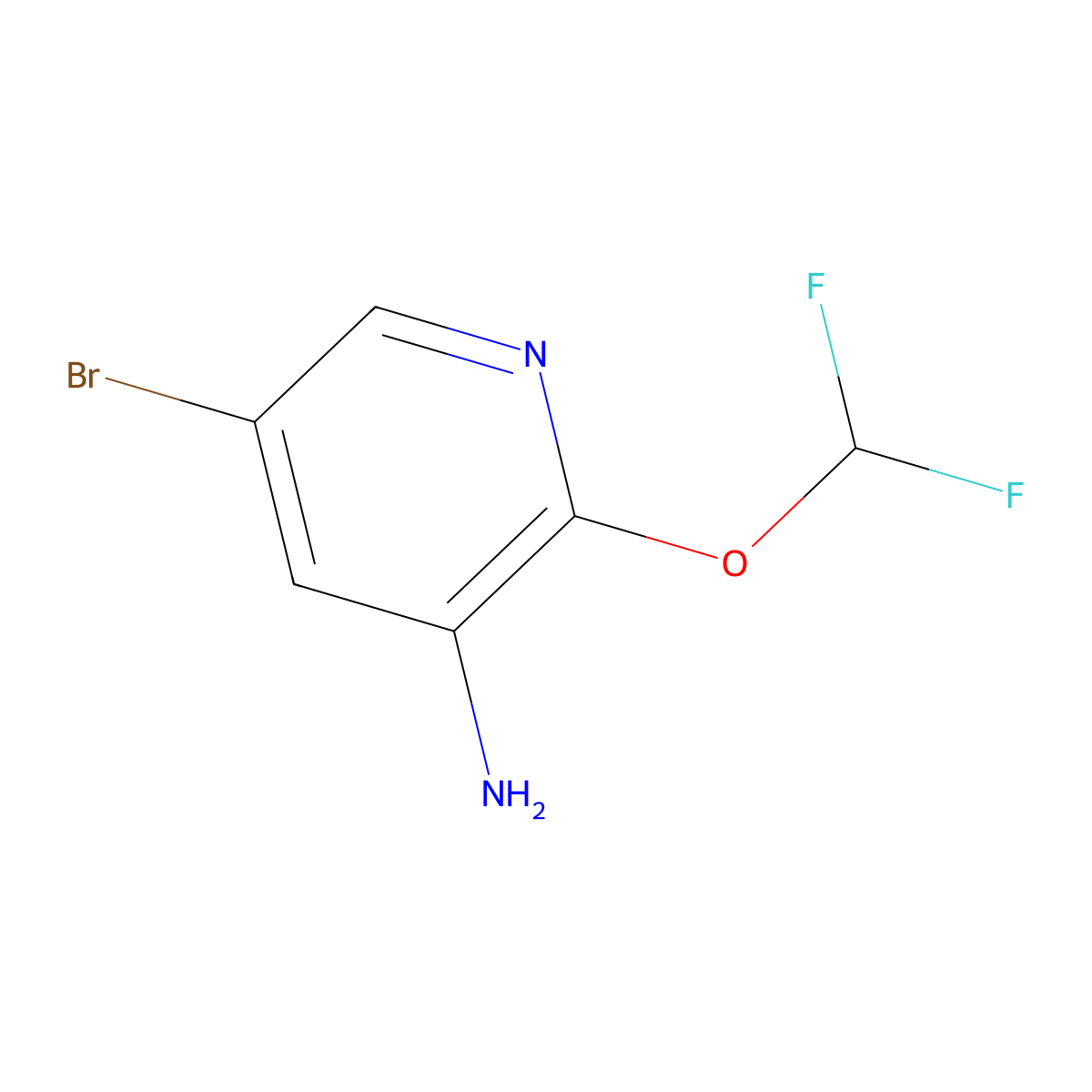 5-Bromo-2-(difluoromethoxy)pyridin-3-amine molecular structure, CAS 1429421-79-3