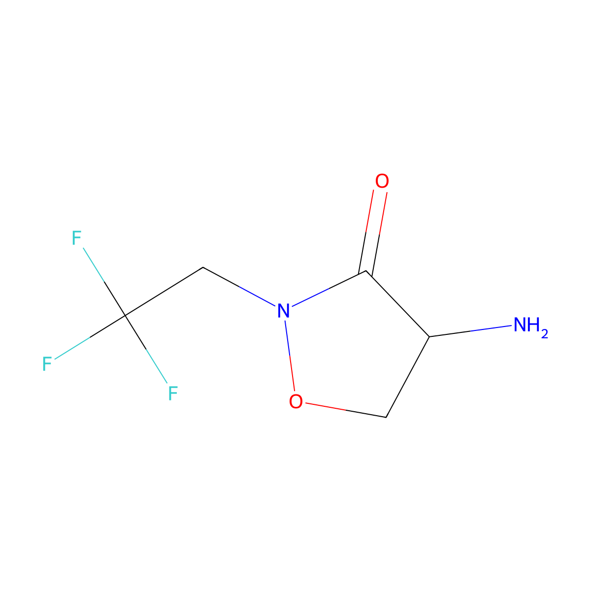 4-Amino-2-(2,2,2-trifluoroethyl)-1,2-oxazolidin-3-one molecular structure, CAS 1429433-69-1