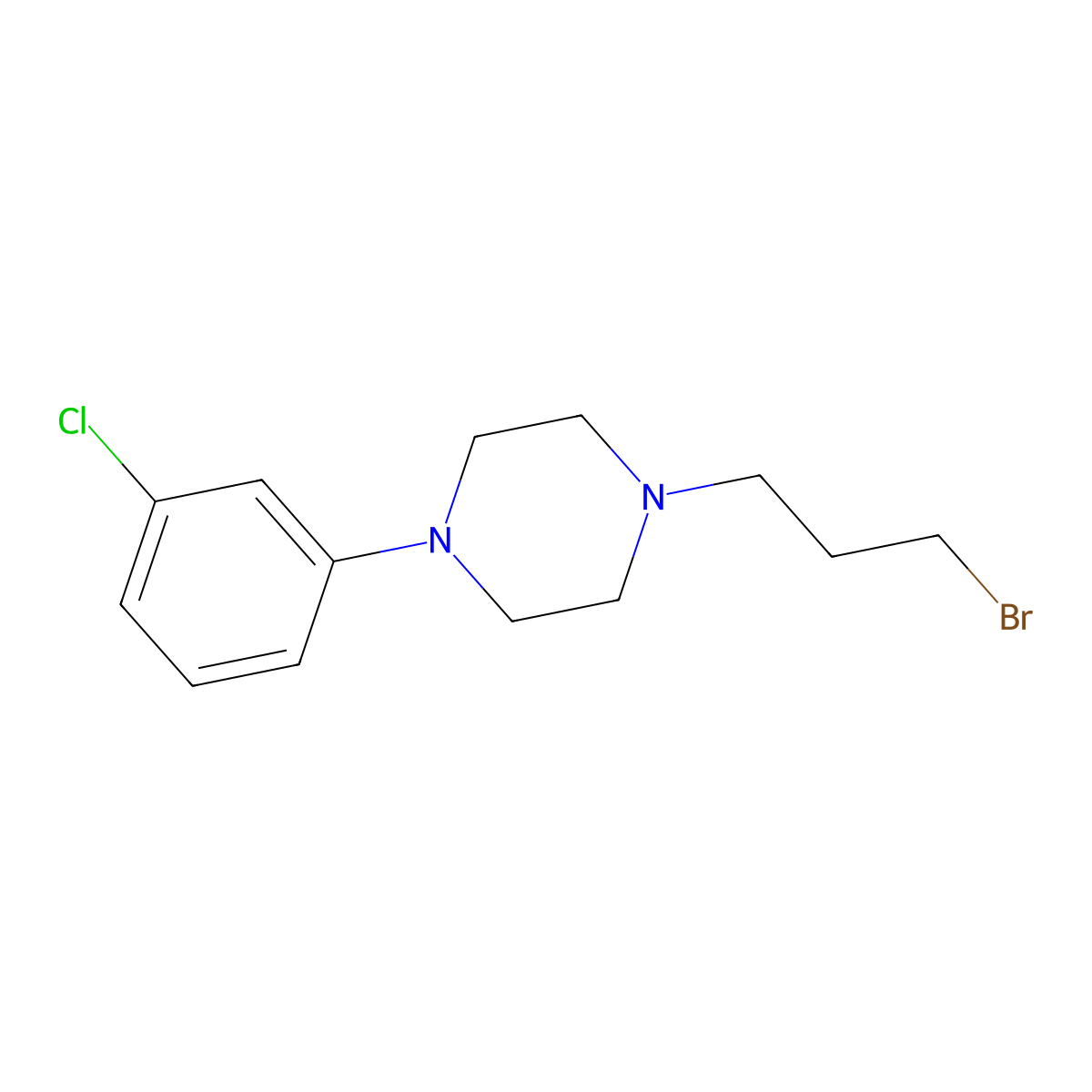 1-(3-Bromopropyl)-4-(3-chlorophenyl)piperazine molecular structure, CAS 142944-48-7