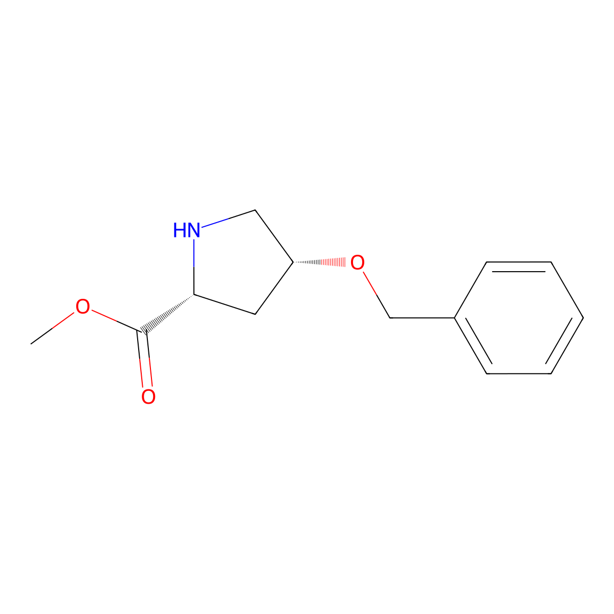 methyl (2R,4R)-4-benzyloxypyrrolidine-2-carboxylate molecular structure, CAS 1429475-30-8