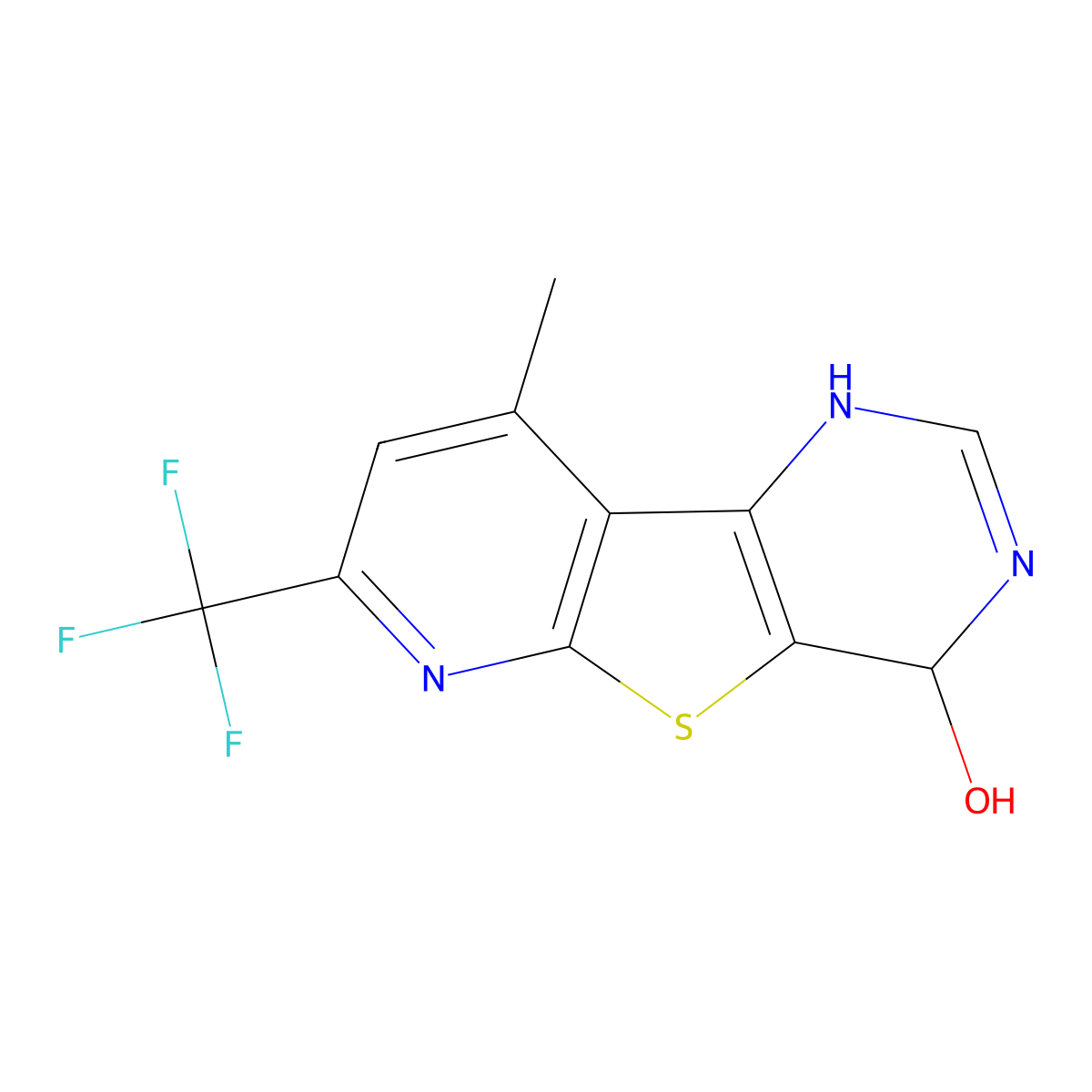9-Methyl-7-(trifluoromethyl)-3,4-dihydropyrido[3',2':4,5]thieno[3,2-d]pyrimidin-4-ol molecular structure, CAS 1429495-87-3