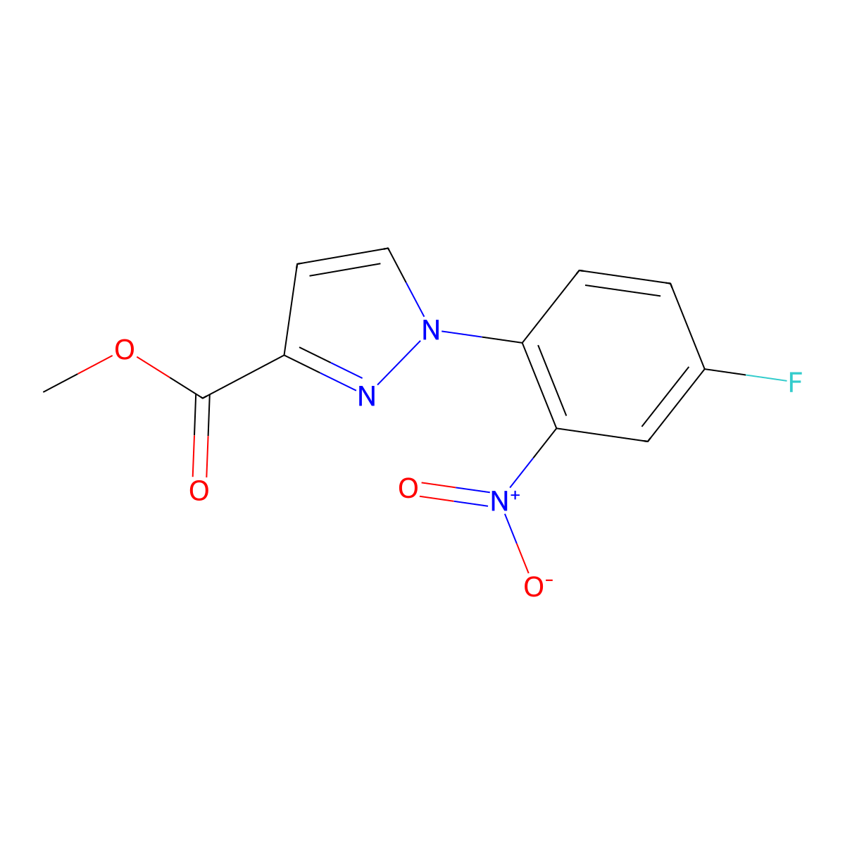 methyl 1-(4-fluoro-2-nitrophenyl)-1H-pyrazole-3-carboxylate molecular structure, CAS 1429496-03-6