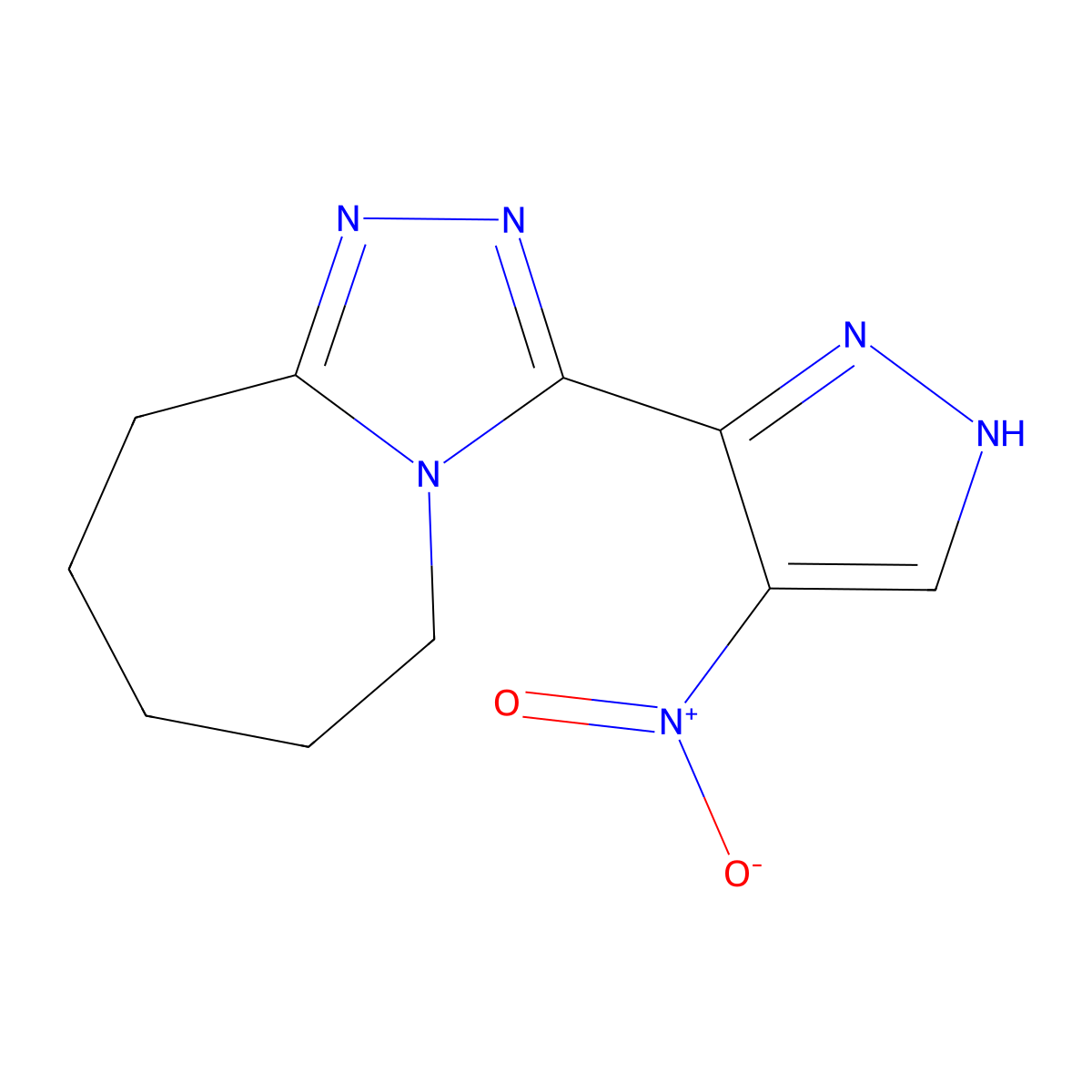 3-(4-Nitro-1H-pyrazol-3-YL)-6,7,8,9-tetrahydro-5H-[1,2,4]triazolo[4,3-A]azepine molecular structure, CAS 1429496-10-5