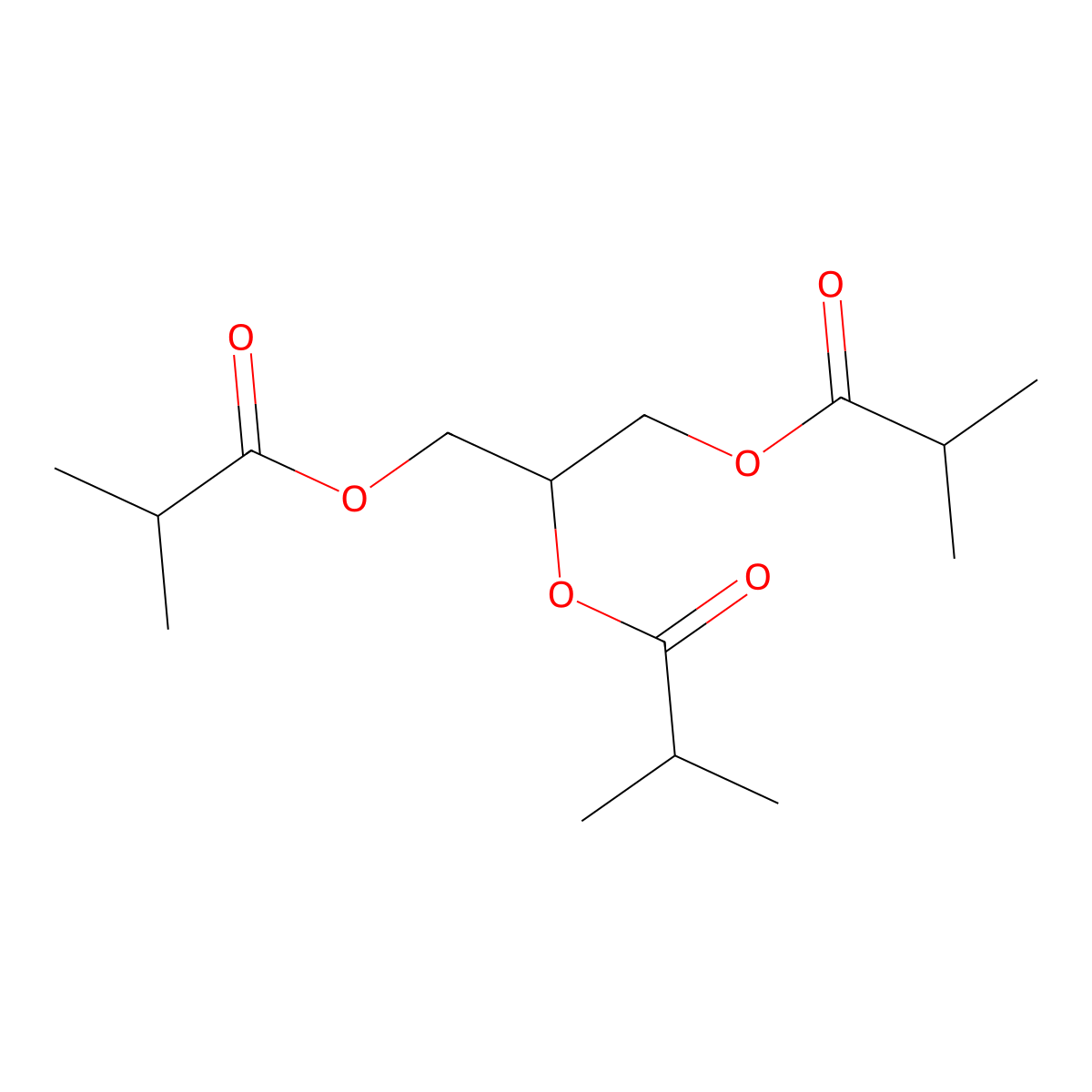 Glycerol triisobutyrate molecular structure, CAS 14295-64-8