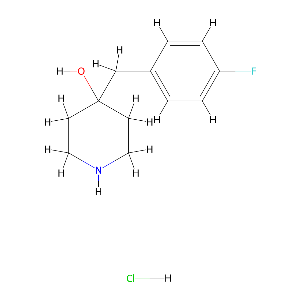 4-[(4-Fluorophenyl)methyl]piperidin-4-ol hydrochloride molecular structure, CAS 1429505-77-0