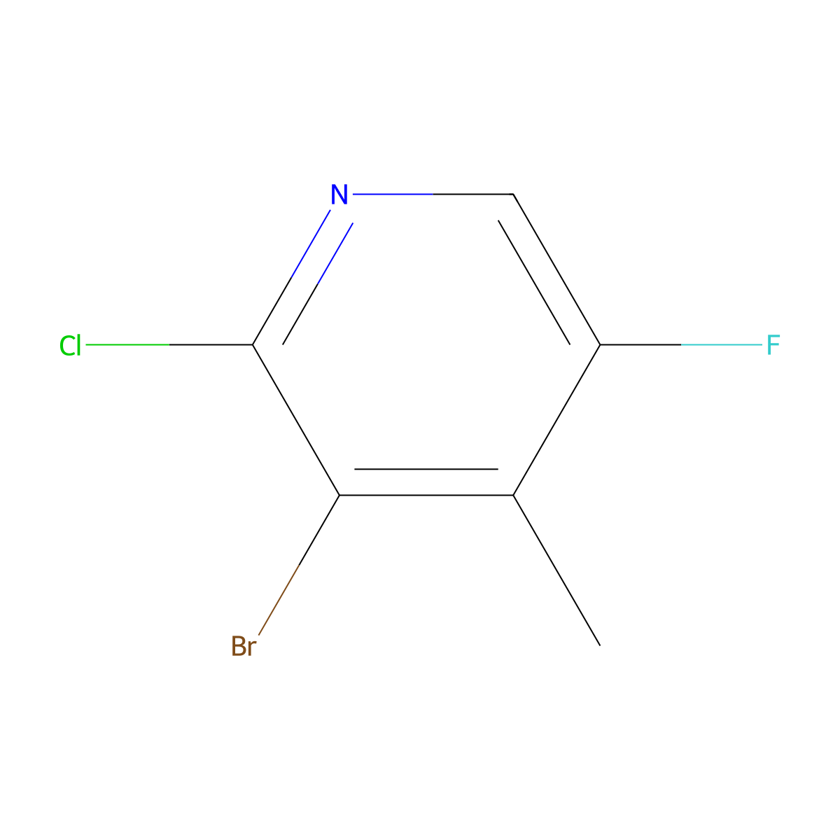 3-Bromo-2-chloro-5-fluoro-4-methylpyridine molecular structure, CAS 1429510-79-1