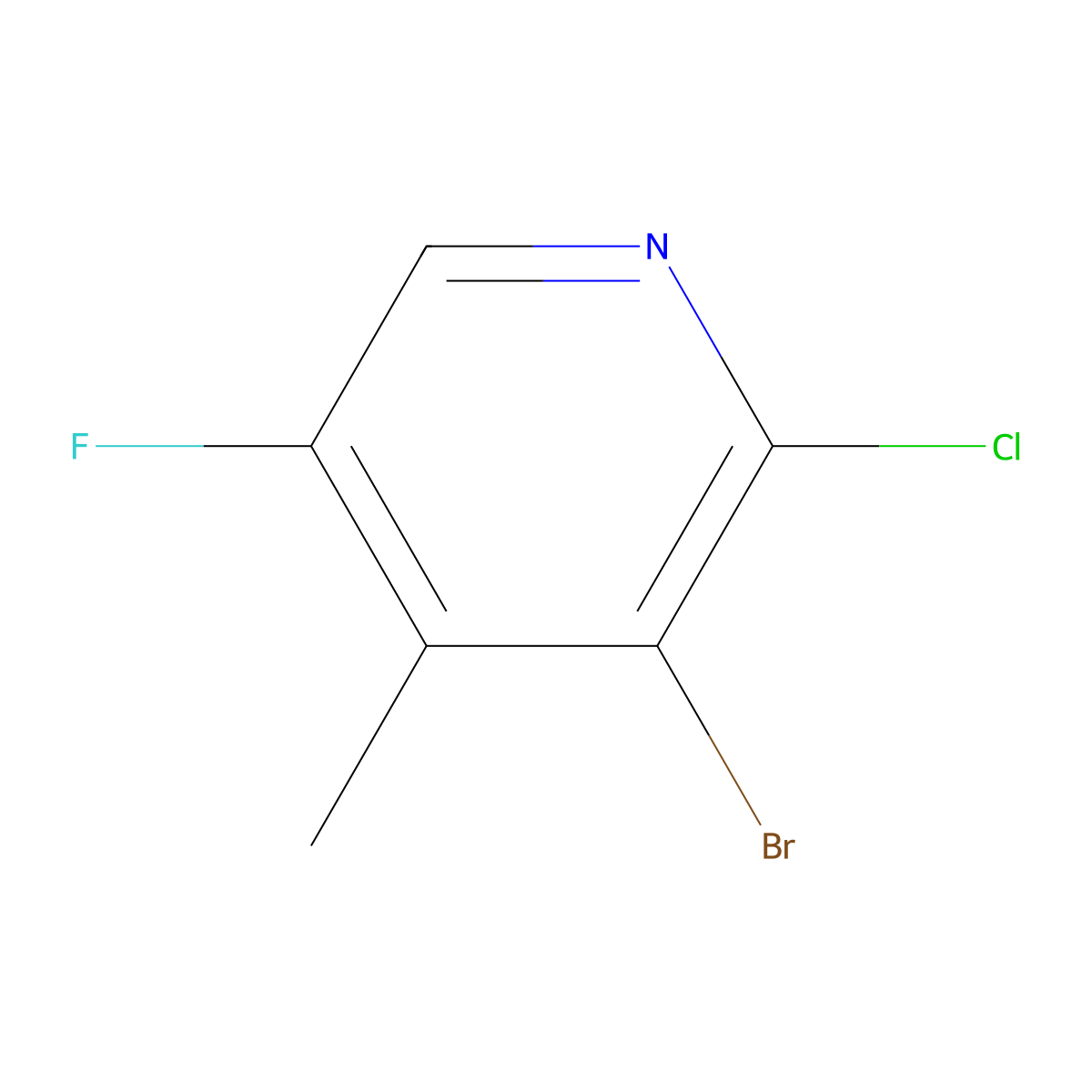 3-Bromo-2-chloro-5-fluoro-4-methylpyridine molecular structure, CAS 1429510-79-1