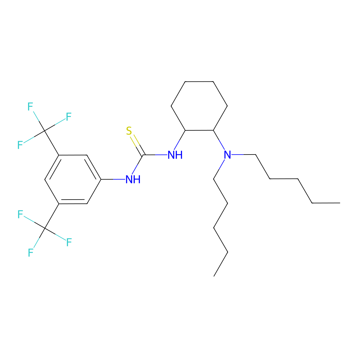 N-[3,5-Bis(trifluoromethyl)phenyl]-N'-[(1S,2S)-2-(dipentylamino)cyclohexyl]thiourea molecular structure, CAS 1429516-79-9