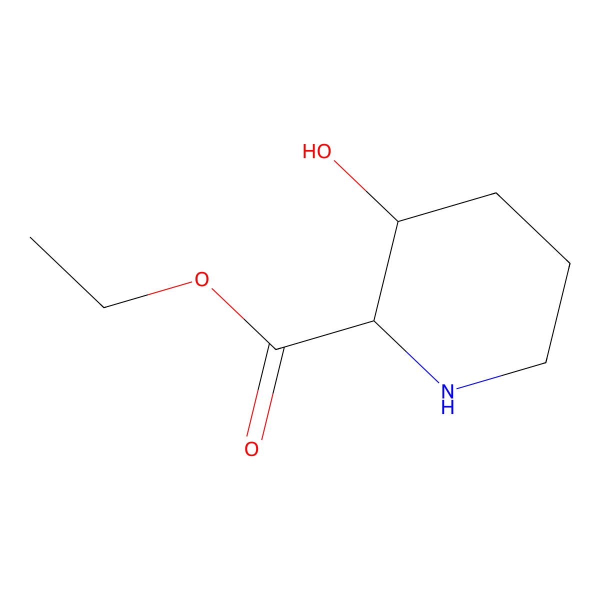 Ethyl 3-hydroxypiperidine-2-carboxylate molecular structure, CAS 142954-54-9