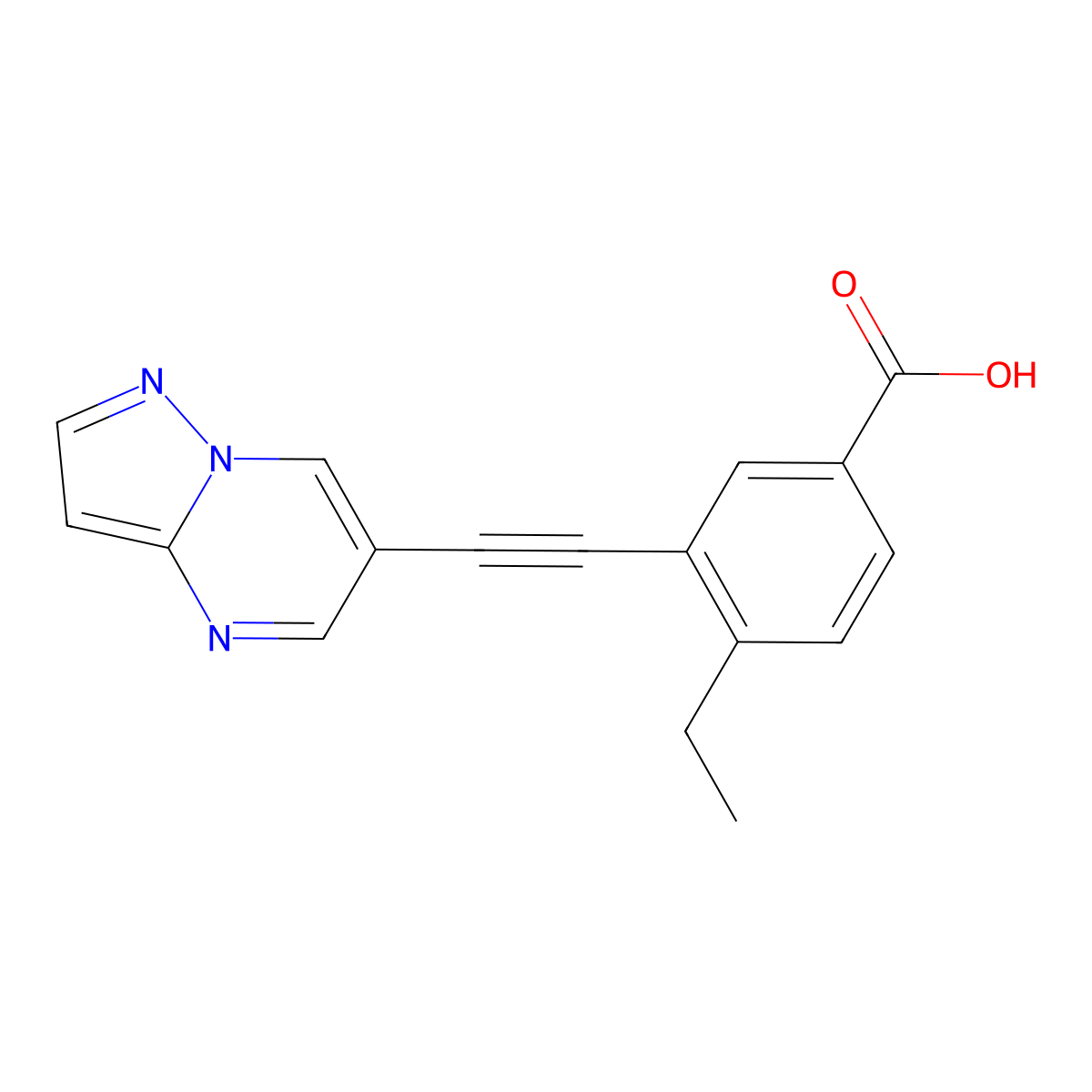 4-Ethyl-3-(2-{pyrazolo[1,5-a]pyrimidin-6-yl}ethynyl)benzoic acid molecular structure, CAS 1429618-03-0