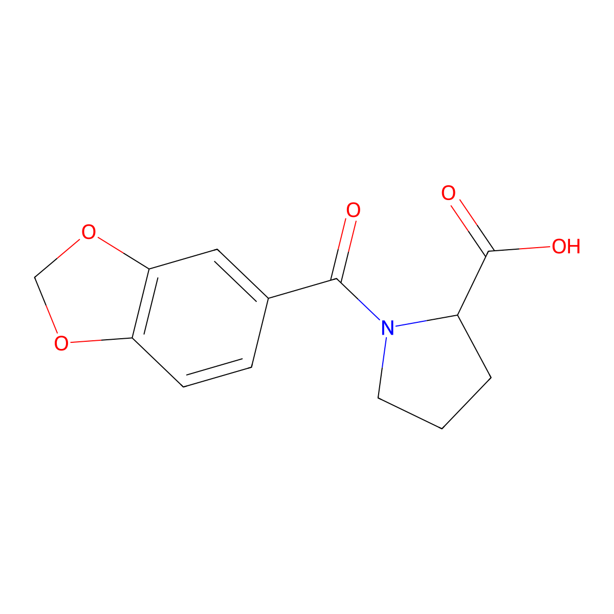 1-(1,3-Dioxaindane-5-carbonyl)pyrrolidine-2-carboxylic acid molecular structure, CAS 142962-04-7