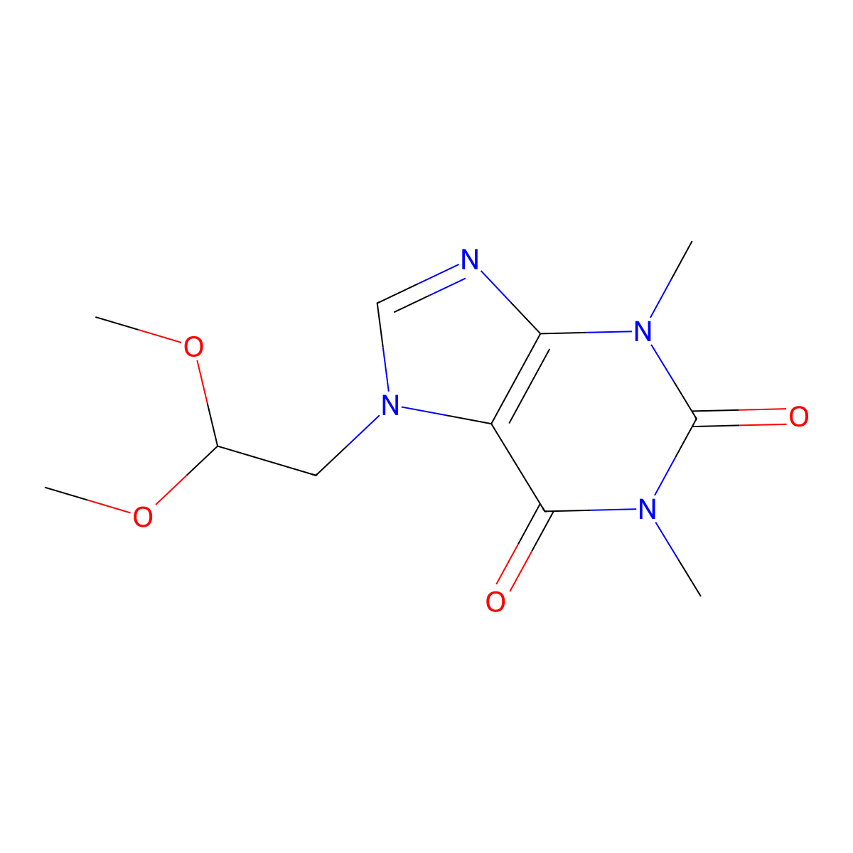 7-(2,2-Dimethoxyethyl)-1,3-dimethyl-1H-purine-2,6(3H,7H)-dione molecular structure, CAS 1429636-72-5