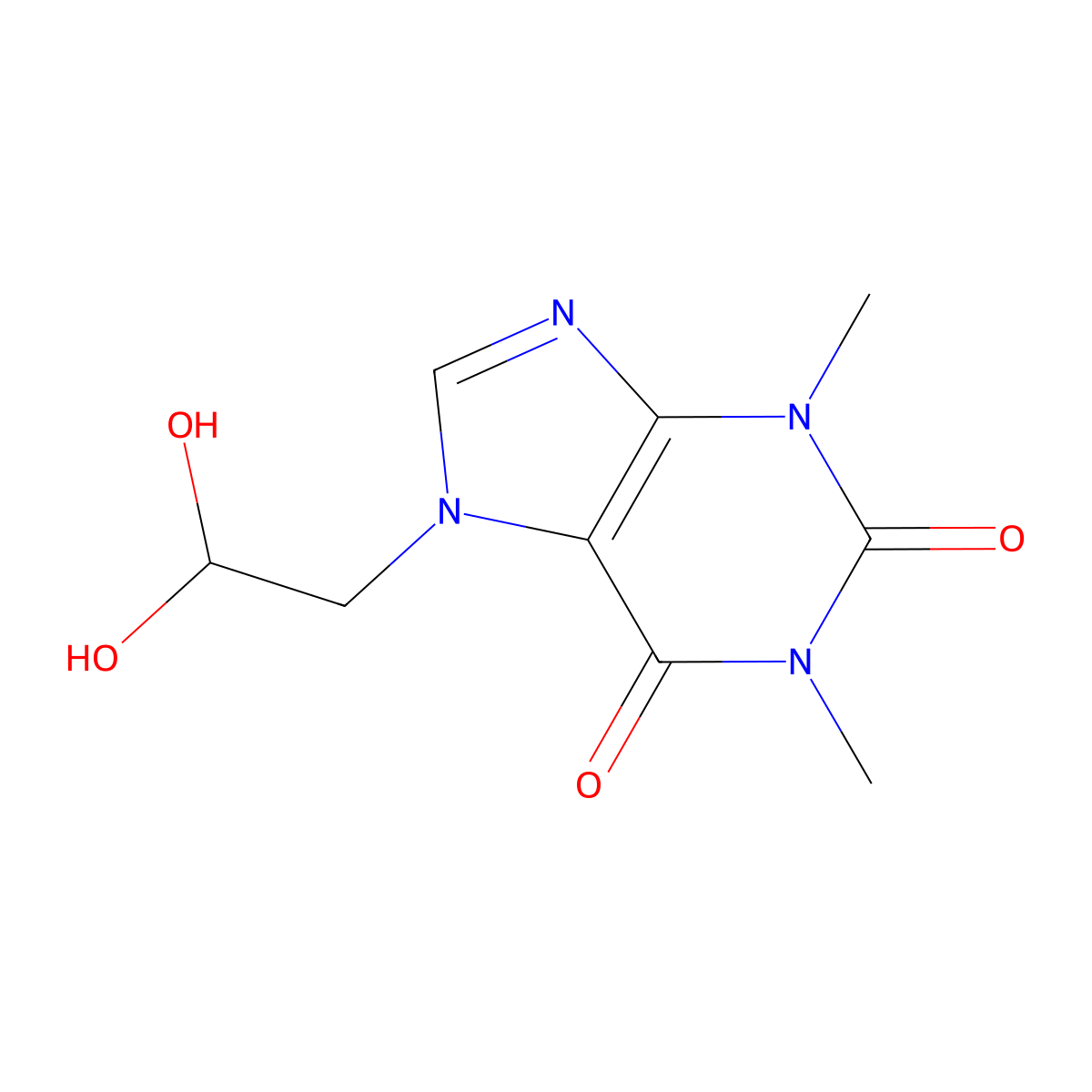 7-(2,2-Dihydroxyethyl)-3,7-dihydro-1,3-dimethyl-1H-purine-2,6-dione molecular structure, CAS 1429636-73-6