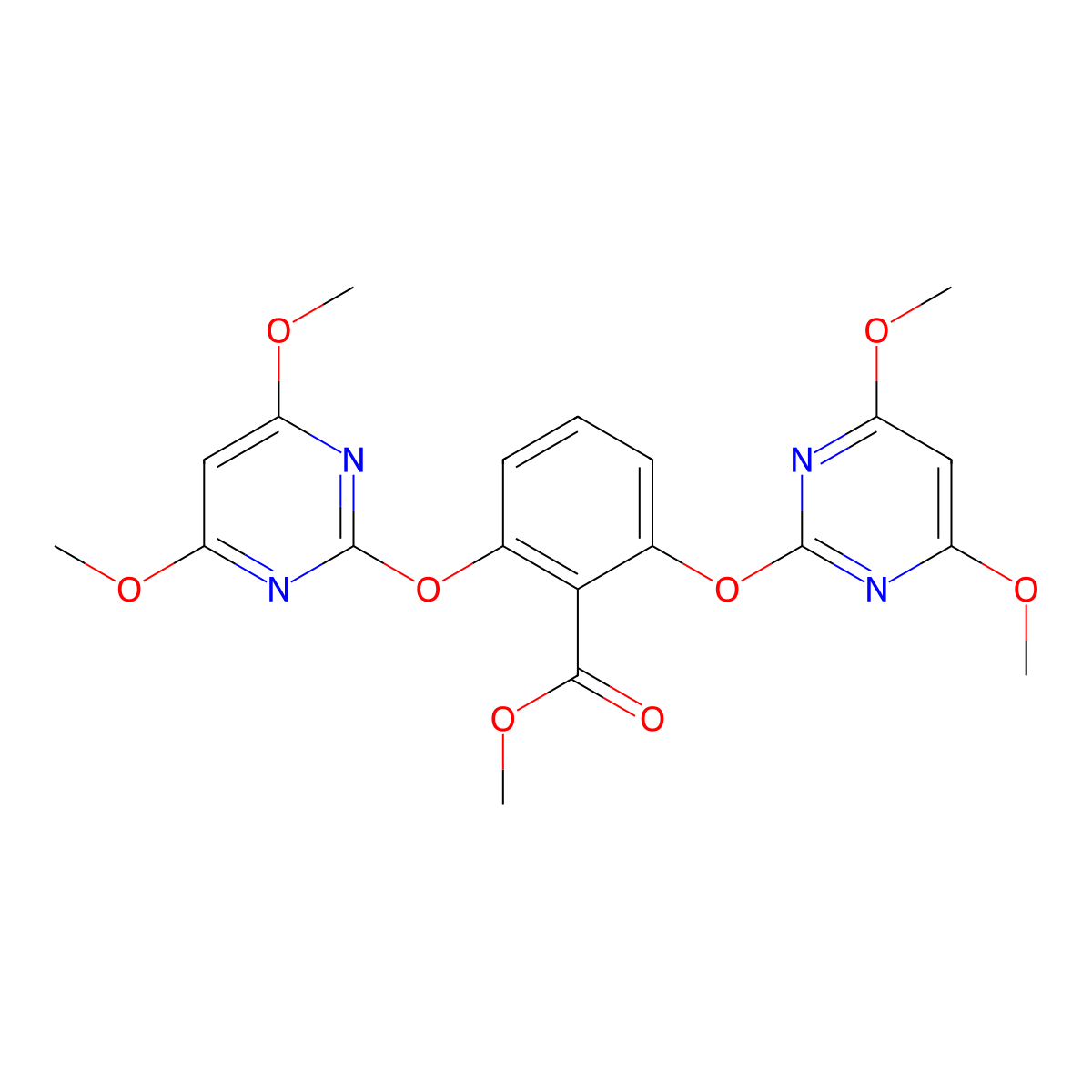 Methyl 2,6-bis((4,6-dimethoxypyrimidin-2-yl)oxy)benzoate molecular structure, CAS 142966-13-0
