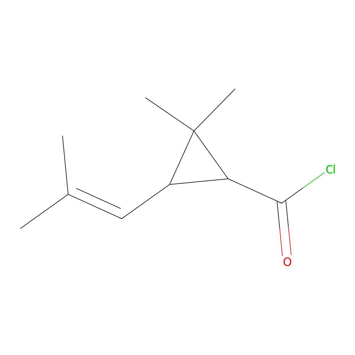 (1R-trans)-2,2-dimethyl-3-(2-methylprop-1-enyl)cyclopropanecarbonyl chloride molecular structure, CAS 14297-81-5