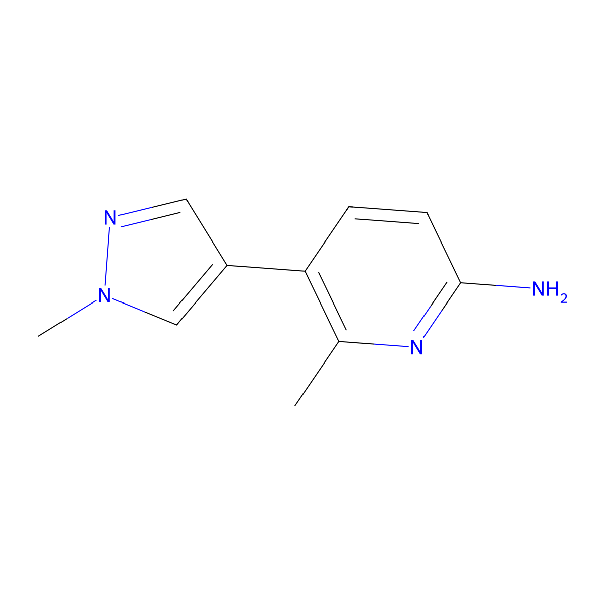 6-methyl-5-(1-methyl-1H-pyrazol-4-yl)pyridin-2-amine molecular structure, CAS 1429777-48-9