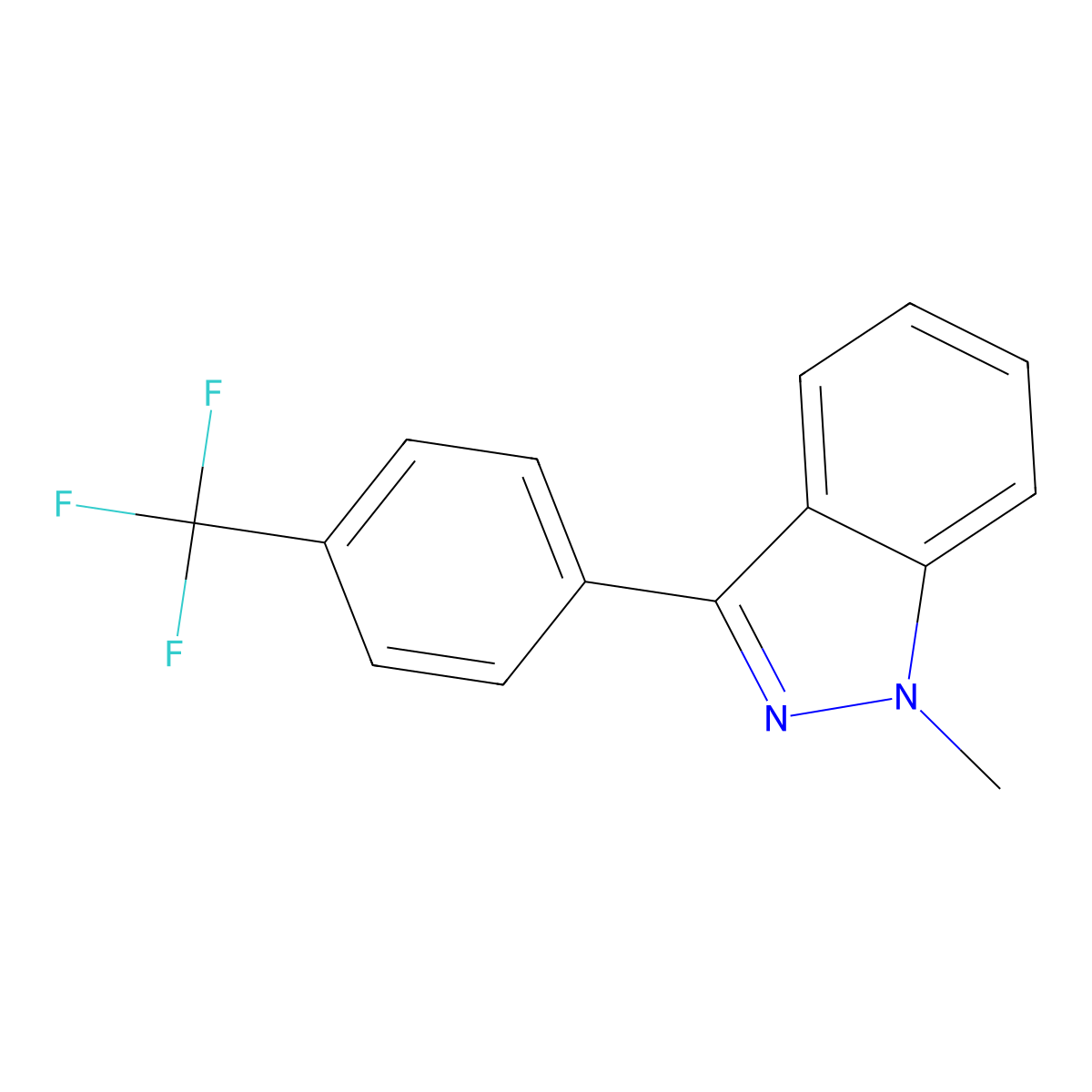 1-methyl-3-(4-(trifluoromethyl)phenyl)-1H-indazole molecular structure, CAS 1429864-76-5