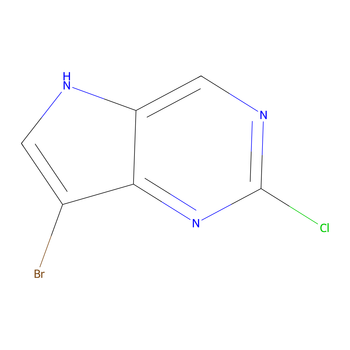 7-Bromo-2-chloro-5H-pyrrolo[3,2-d]pyrimidine molecular structure, CAS 1429882-36-9