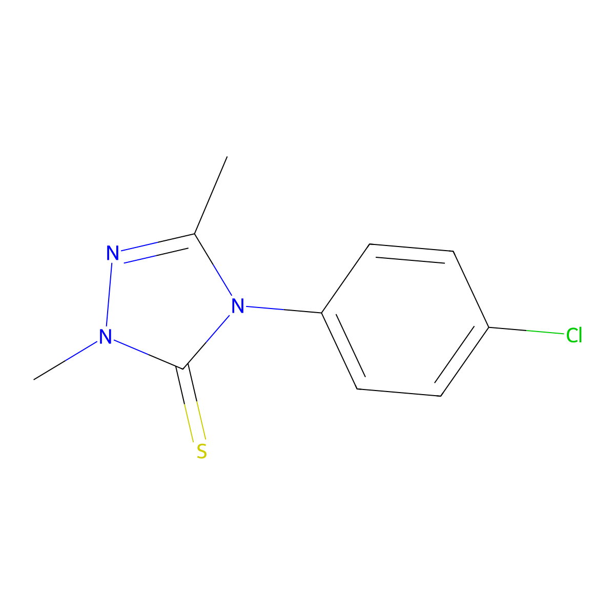 4-(4-chlorophenyl)-2,5-dimethyl-2,4-dihydro-3H-1,2,4-triazole-3-thione molecular structure, CAS 142989-12-6