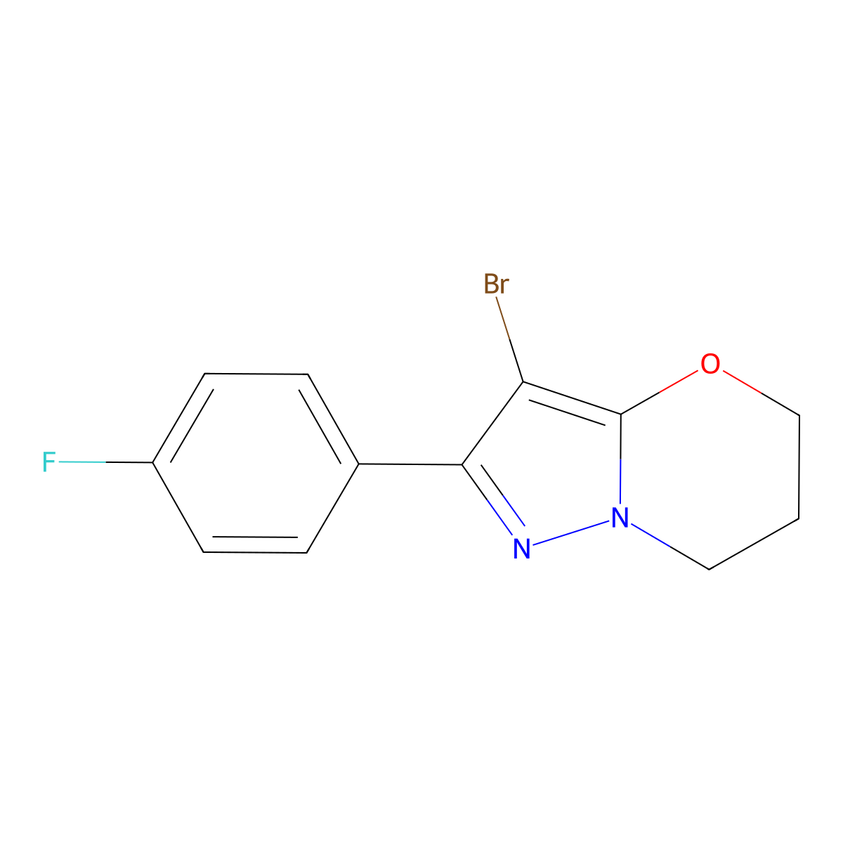 3-bromo-2-(4-fluorophenyl)-6,7-dihydro-5H-pyrazolo[5,1-b][1,3]oxazine molecular structure, CAS 1429893-25-3