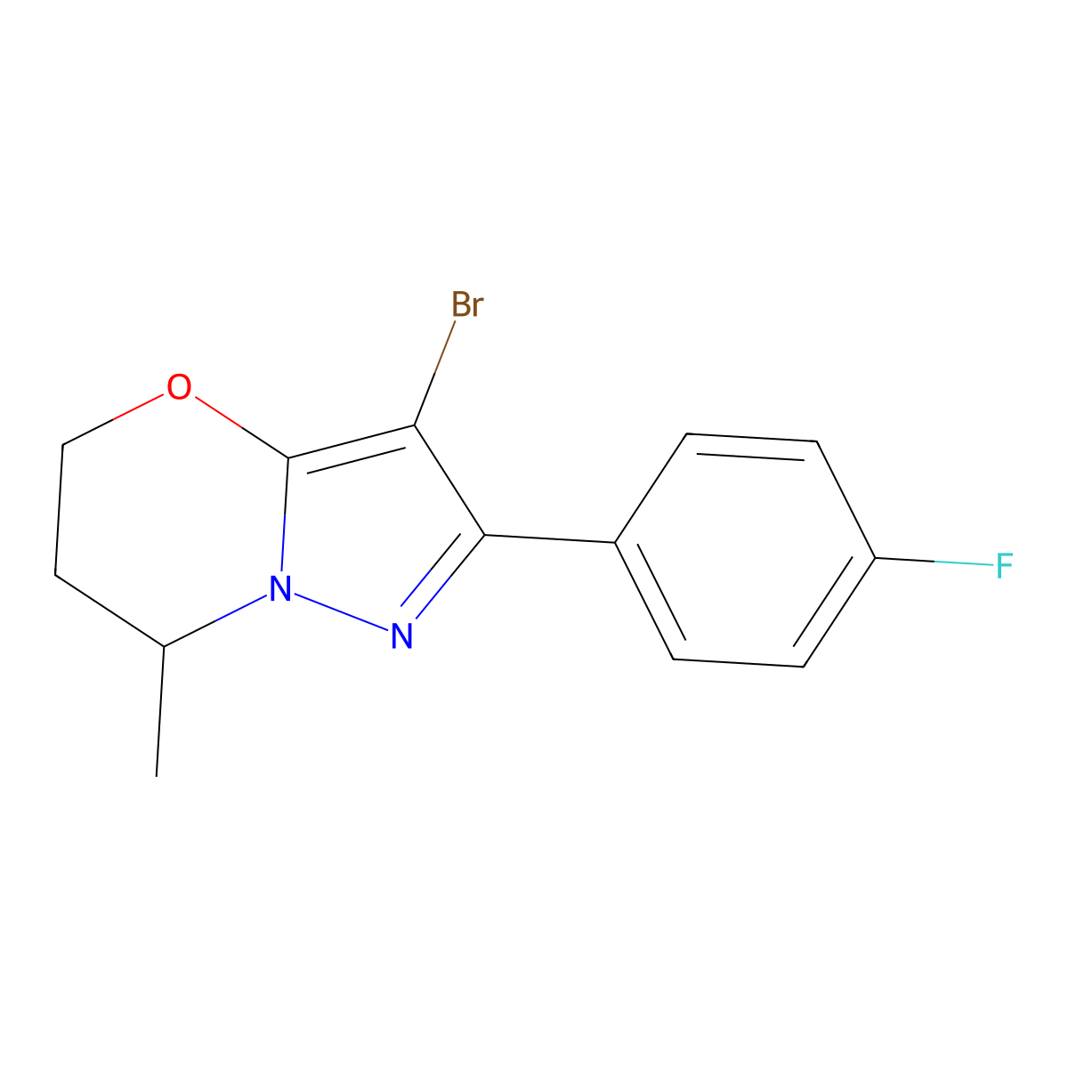 3-bromo-2-(4-fluorophenyl)-7-methyl-6,7-dihydro-5H-pyrazolo[5,1-b][1,3]oxazine molecular structure, CAS 1429893-29-7