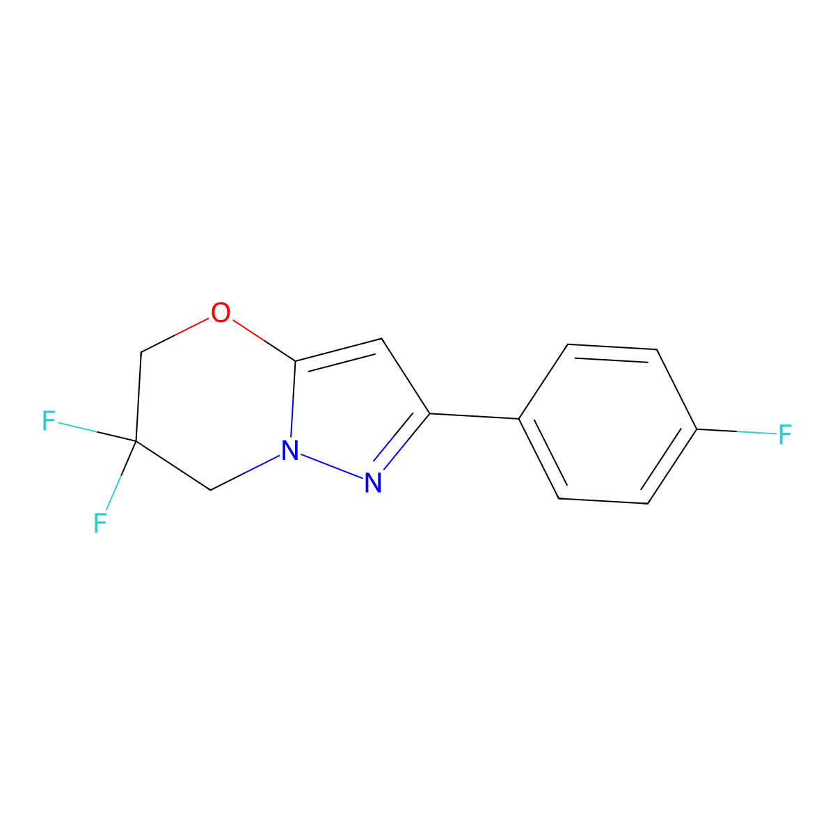 6,6-difluoro-2-(4-fluorophenyl)-6,7-dihydro-5H-pyrazolo[5,1-b][1,3]oxazine molecular structure, CAS 1429893-49-1