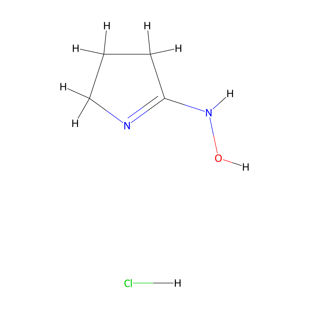 N-(pyrrolidin-2-ylidene)hydroxylamine hydrochloride molecular structure, CAS 14299-99-1