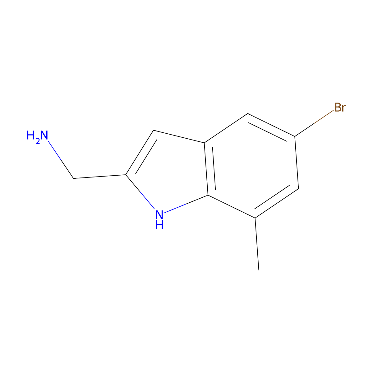(5-bromo-7-methyl-1H-indol-2-yl)methanamine molecular structure, CAS 1429900-88-8