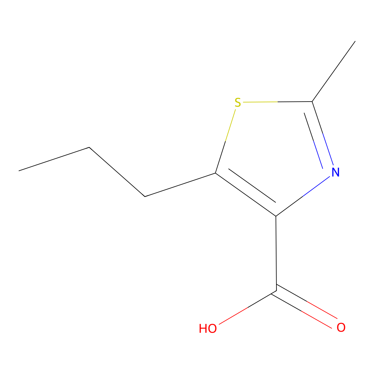 4-Thiazolecarboxylic acid, 2-methyl-5-propyl- molecular structure, CAS 1429901-00-7