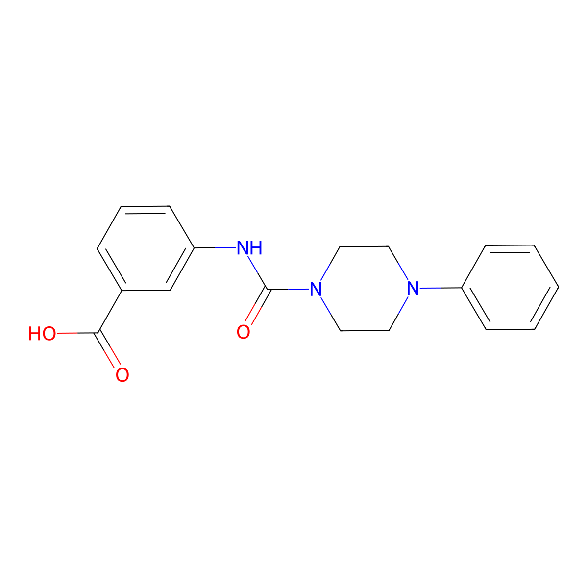 3-{[(4-Phenylpiperazin-1-yl)carbonyl]amino}benzoic acid molecular structure, CAS 1429901-26-7