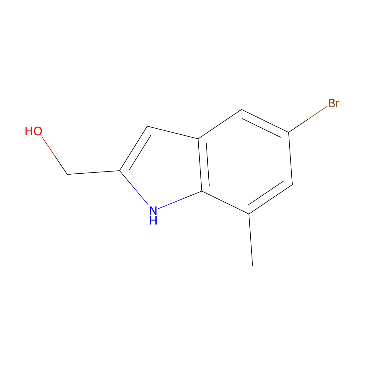(5-Bromo-7-methyl-1H-indol-2-yl)methanol molecular structure, CAS 1429901-33-6