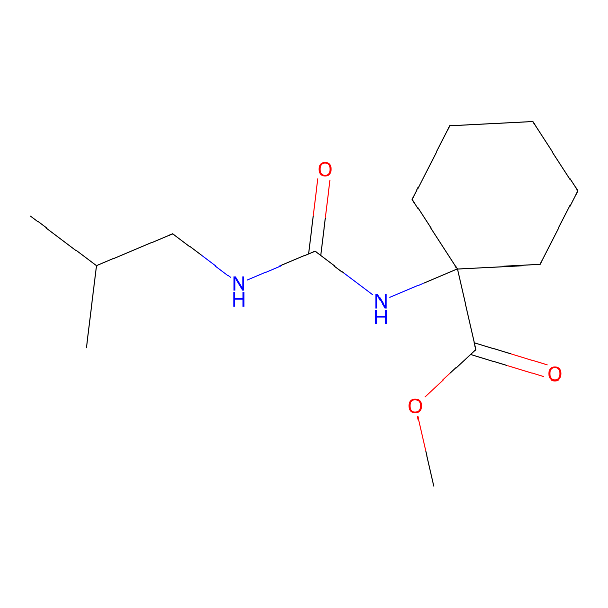 Methyl 1-{[(2-methylpropyl)carbamoyl]amino}cyclohexanecarboxylate molecular structure, CAS 1429901-70-1
