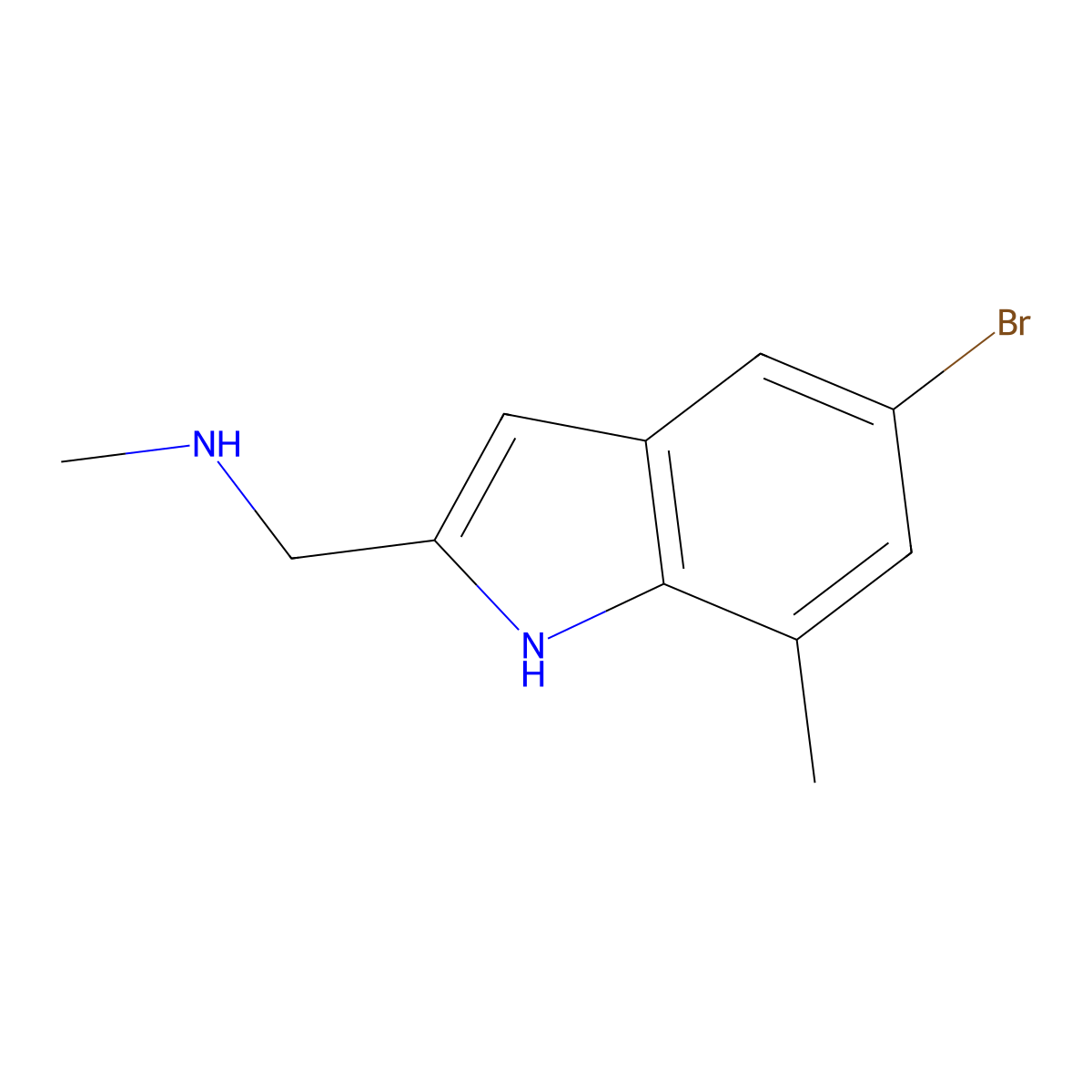 1-(5-Bromo-7-methyl-1H-indol-2-yl)-N-methylmethanamine molecular structure, CAS 1429902-05-5