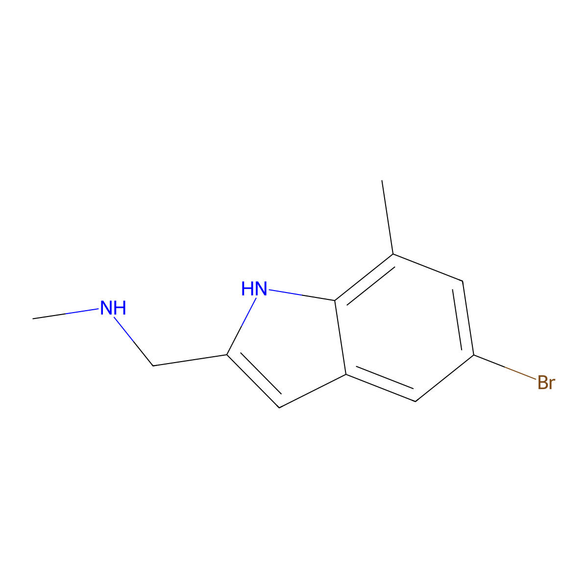 1-(5-Bromo-7-methyl-1H-indol-2-yl)-N-methylmethanamine molecular structure, CAS 1429902-05-5