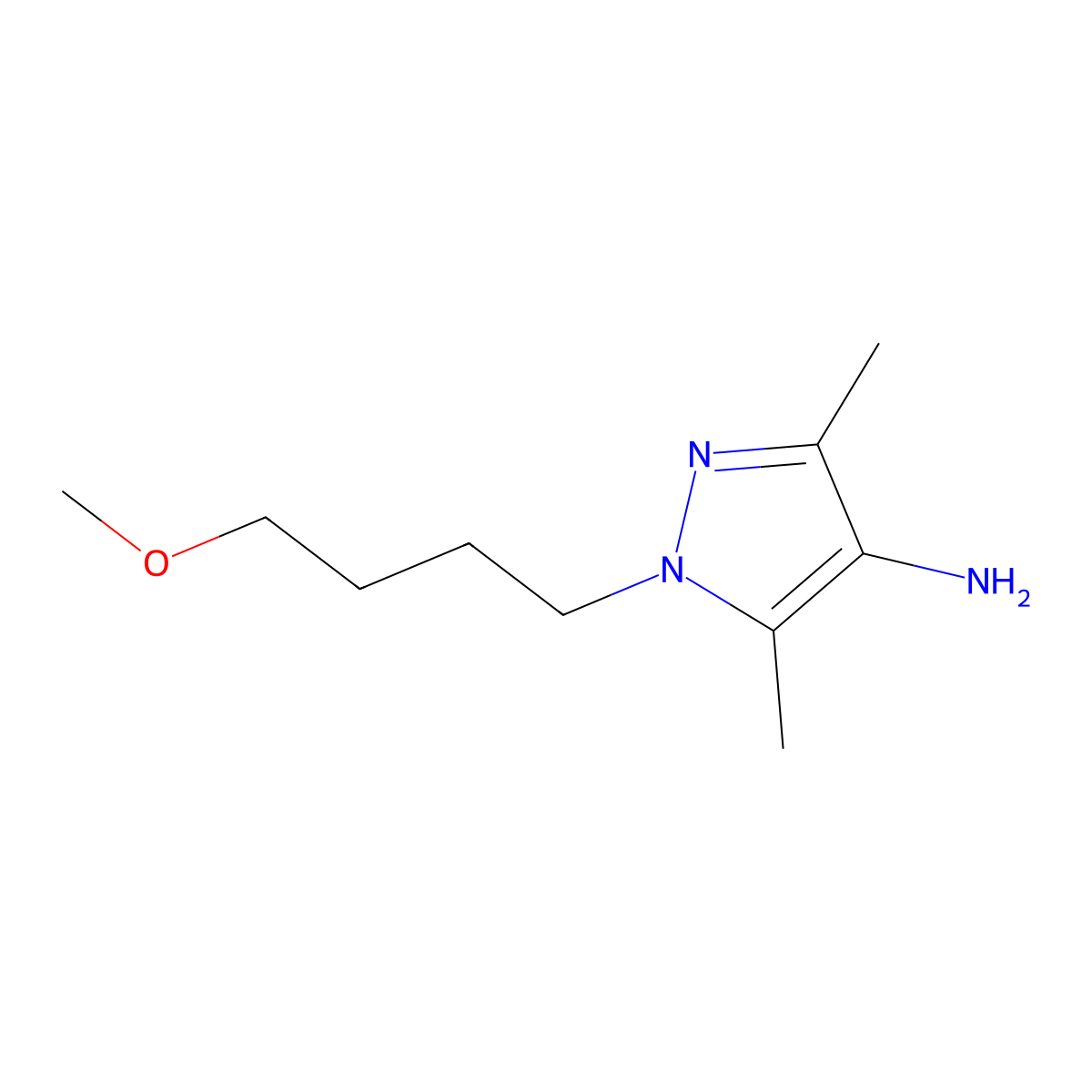 1-(4-Methoxybutyl)-3,5-dimethyl-1H-pyrazol-4-amine molecular structure, CAS 1429902-32-8