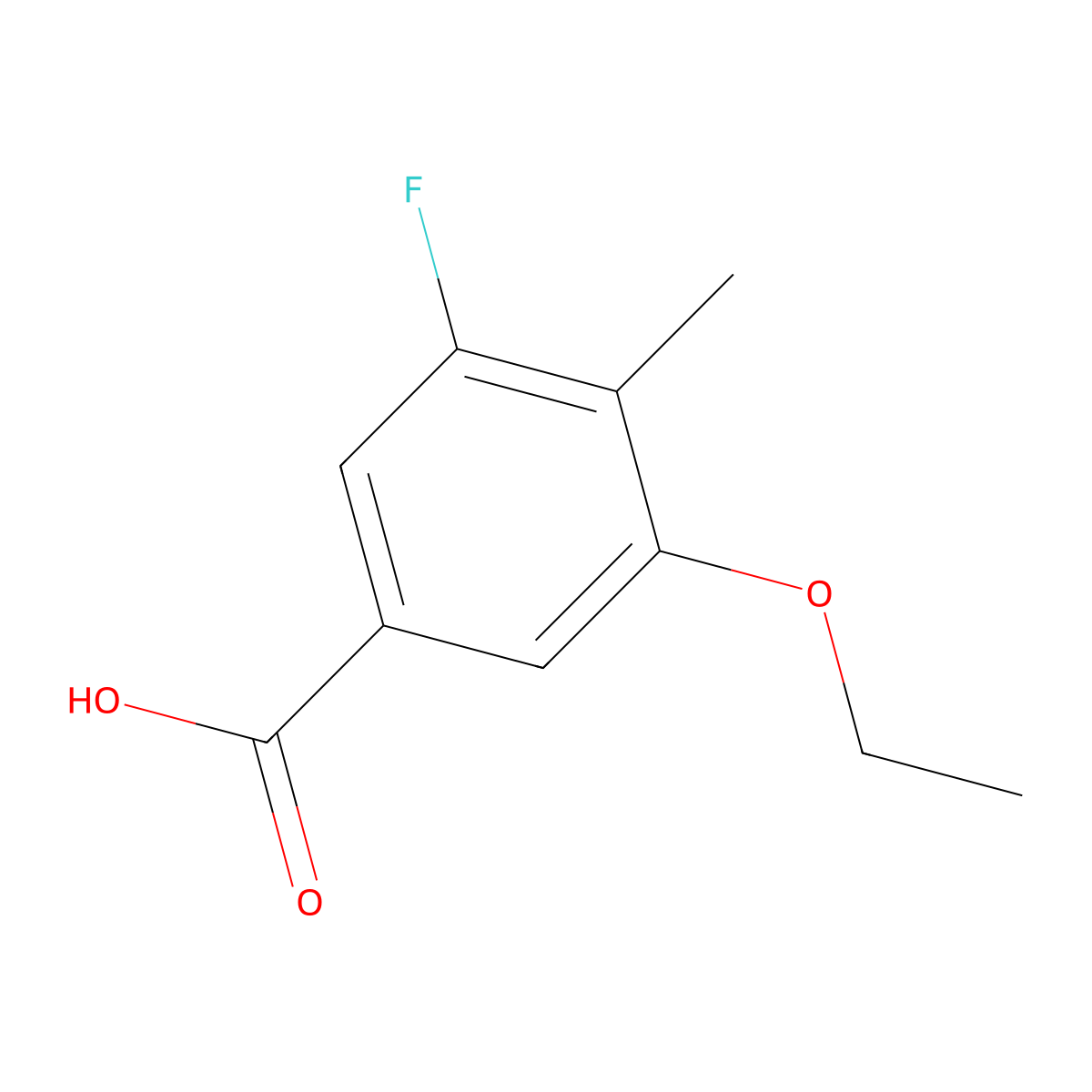 3-Ethoxy-5-fluoro-4-methylbenzoic acid molecular structure, CAS 1429902-37-3