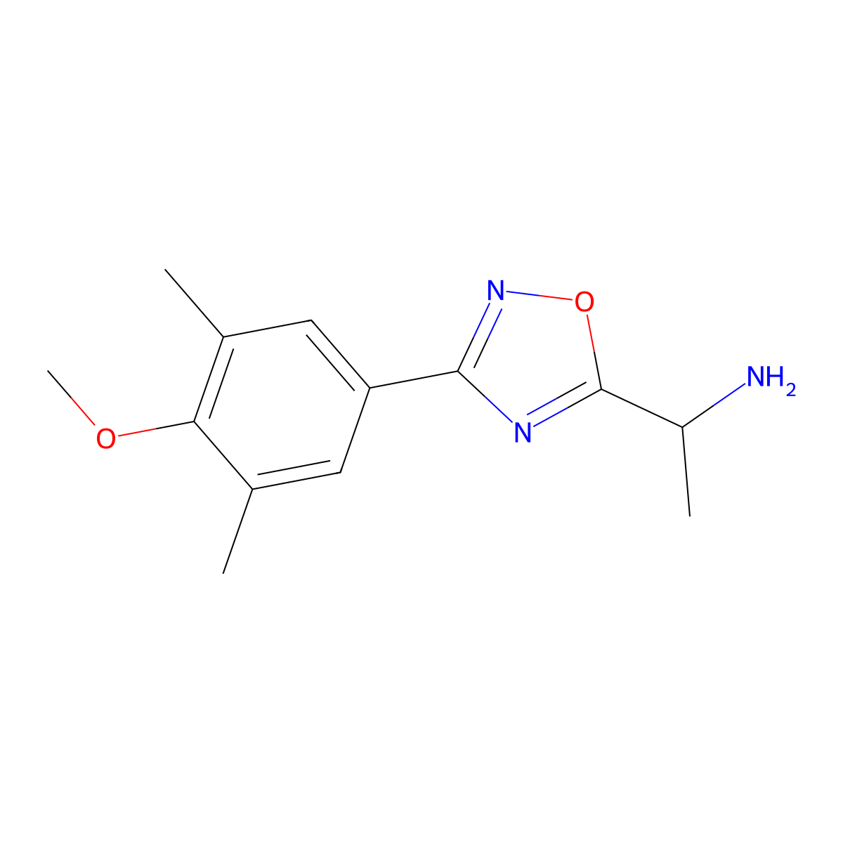 1-(3-(4-Methoxy-3,5-dimethylphenyl)-1,2,4-oxadiazol-5-yl)ethanamine molecular structure, CAS 1429902-81-7