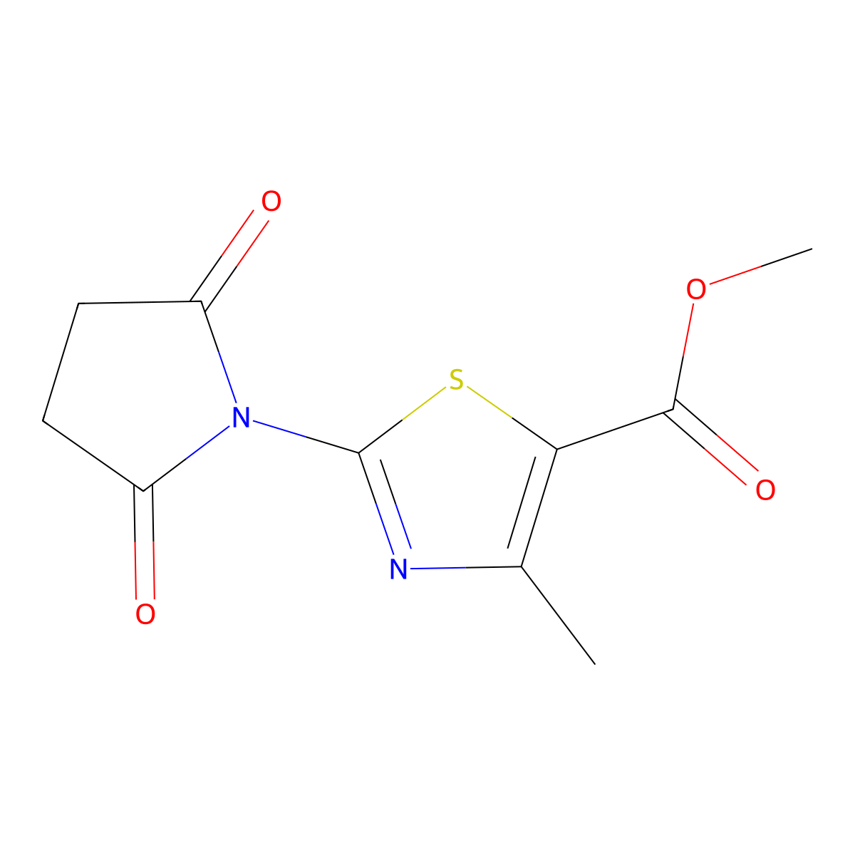 Methyl 2-(2,5-dioxopyrrolidin-1-yl)-4-methylthiazole-5-carboxylate molecular structure, CAS 1429902-82-8