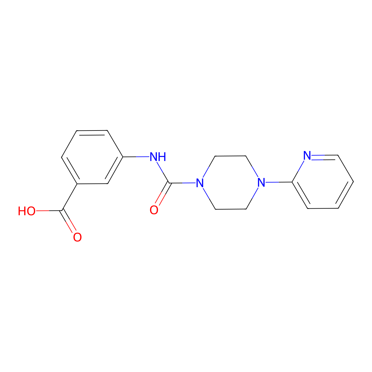 3-{[(4-Pyridin-2-ylpiperazin-1-yl)carbonyl]amino}benzoic acid molecular structure, CAS 1429902-85-1