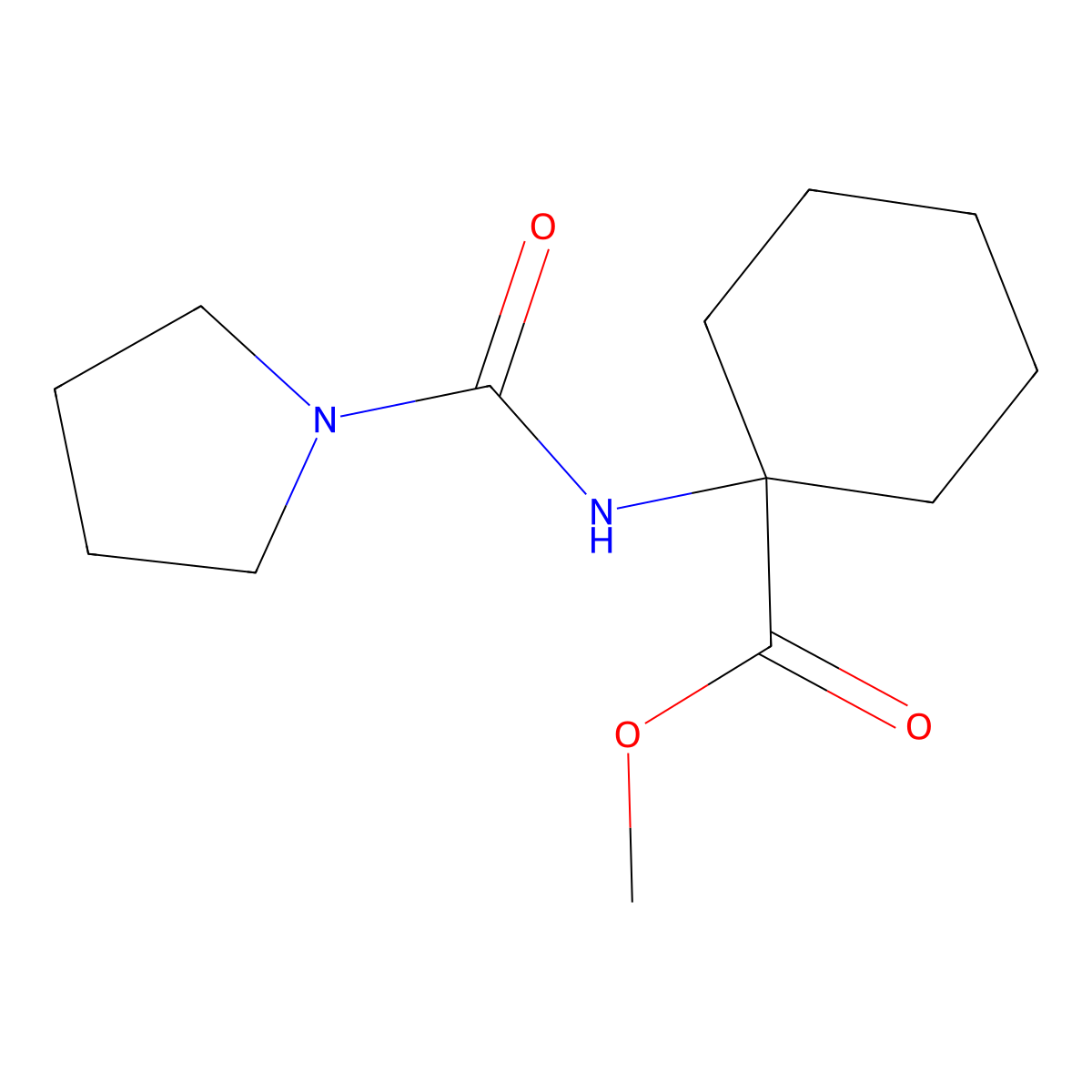 Methyl 1-[(pyrrolidin-1-ylcarbonyl)amino]cyclohexanecarboxylate molecular structure, CAS 1429903-02-5