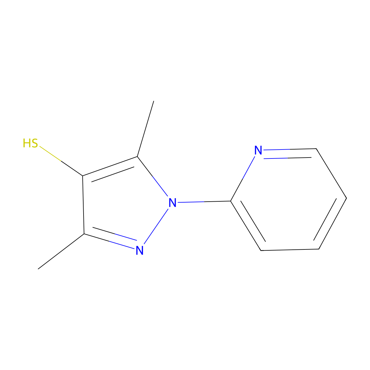 3,5-Dimethyl-1-(pyridin-2-yl)-1H-pyrazole-4-thiol molecular structure, CAS 1429903-13-8
