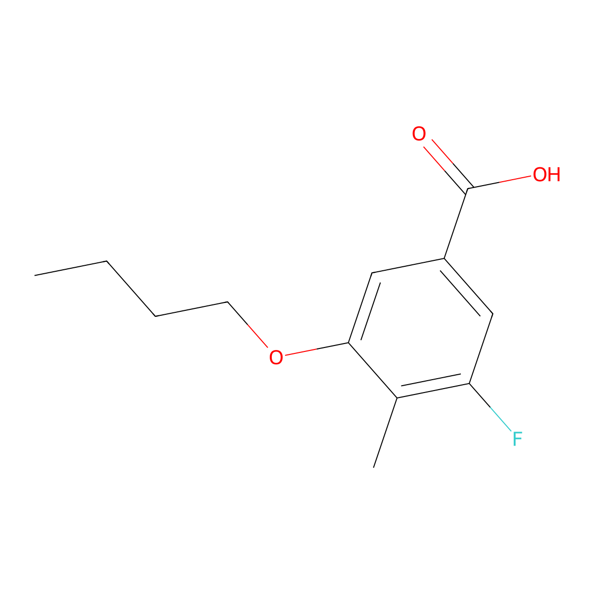 3-Butoxy-5-fluoro-4-methylbenzoic acid molecular structure, CAS 1429903-47-8